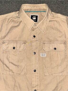 Y2K G-Star Raw Beige Lightweight Military Utility Long Sleeve Shirt